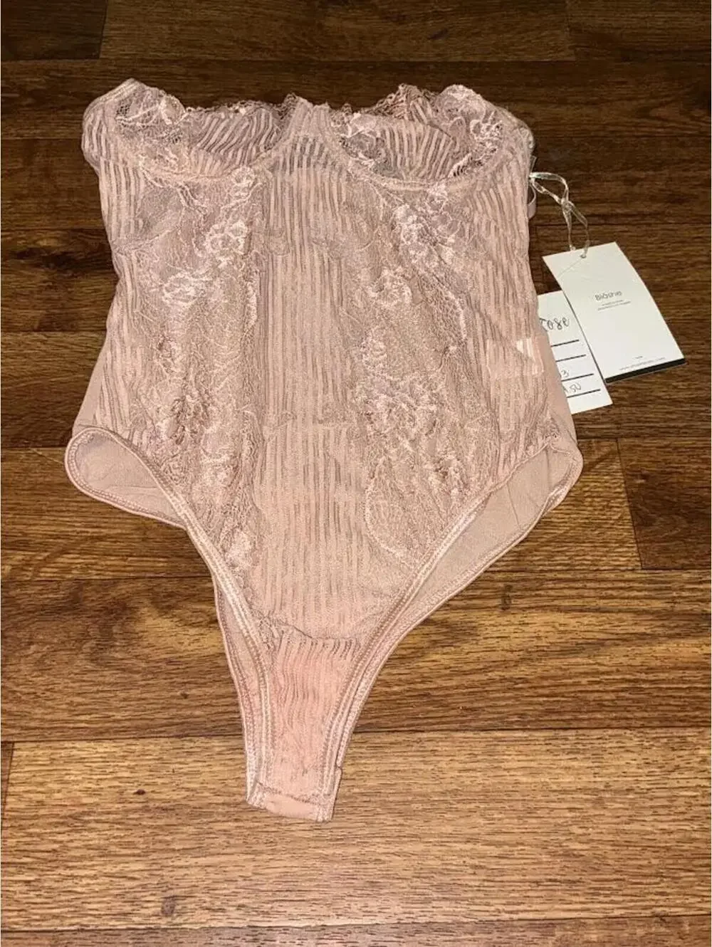 Blashe Pink Lace and Mesh Bodysuit Small